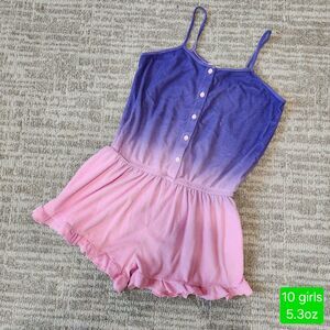 Rockets of Awesome Rise & Shine purple pink ombre terry cloth romper size 10